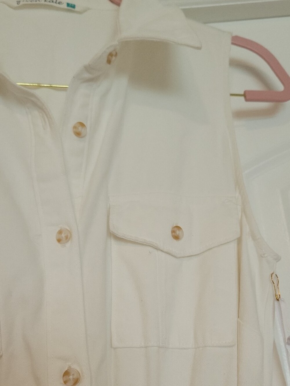 Sleeveless Cream Maxi Shirt Dress with Woven Round-Buckle Belt - Picture 4 of 12